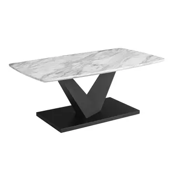 Buy Milo Marble Effect Coffee Table with Black Metal Base from Furnituretta