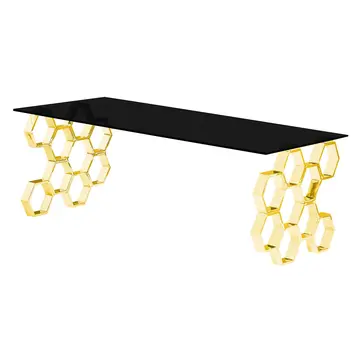 Buy Quetta Gold Black Glass Coffee Table from Furnituretta