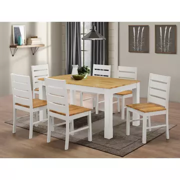 Buy Fairmont White Dining Set with 6 Chairs Natural & White from Furnituretta