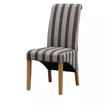 Buy Kingsland Fabric Chair Solid Rubberwood Brown & Grey Stripe from Furnituretta