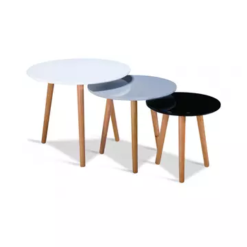 Buy Sandon High Gloss Nest of Tables with Solid Beech Legs from Furnituretta