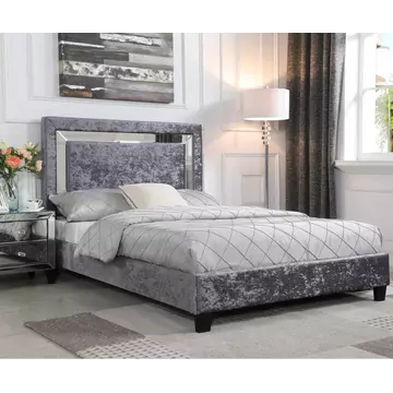 Buy Augustina Crushed Velvet King Size Bed Silver with Mirror from Furnituretta