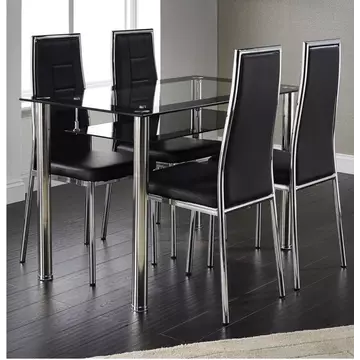 Buy Andora Dining Chair Chrome & Black from Furnituretta