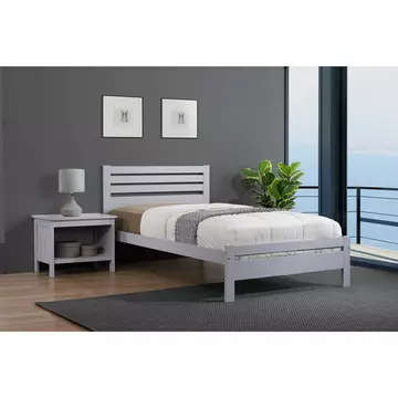 Buy Astley Single Bed Solid Hardwood Grey, Colour: Grey, Size: Single, Mattresses: Without Mattress from Furnituretta