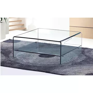 Buy Angola Clear Square Coffee Table with Shelf from Furnituretta