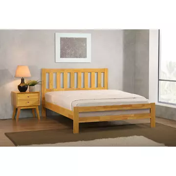 Buy Kempton King Size Bed Solid Hardwood Natural Oak, Colour: Light Oak, Size: King Size, Mattresses: Without Mattress from Furnituretta