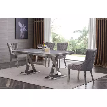 Buy Plato Marble Dining Table with Stainless Steel Base from Furnituretta