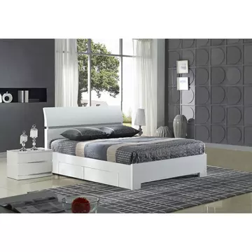 Buy Widney White High Gloss Bed King Size with 4 Drawers, Colour: White, Size: King Size from Furnituretta