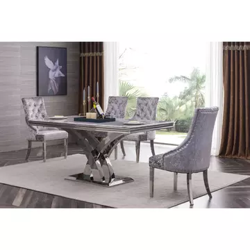Buy Zenith Marble Dining Table with Stainless Steel Base from Furnituretta