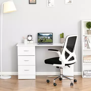 Buy Homcom 120cm Computer Desk Writing Table PC Workstation Study Laptop Stationery  3 Shelf & Drawers White from Furnituretta