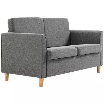 Buy Homcom Compact Loveseat Sofa, Modern 2 Seater Sofa for Living Room with Wood Legs and Armrests, Grey from Furnituretta