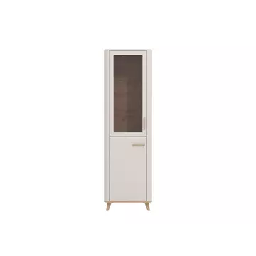 Buy Didcot Cashmere and Oak Effect Tall Slim 2 Door Display Cabinet from Furnituretta