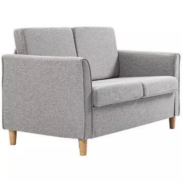 Buy Homcom Compact Loveseat Sofa, Modern 2 Seater Sofa for Living Room with Wood Legs and Armrests, Light Grey from Furnituretta
