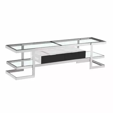 Buy Lagonda Clear Glass TV Unit with High Gloss Drawer White from Furnituretta
