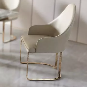 Buy Midas PU Dining Chair Cream with Stainless Steel Legs Gold from Furnituretta