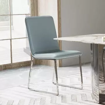 Buy Montego PU Dining Chair Light Blue with Stainless Steel Legs from Furnituretta
