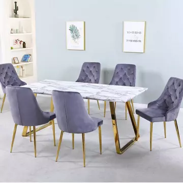 Buy Newchapel Marble Effect Dining Table with Gold Legs from Furnituretta