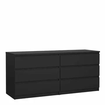 Buy Naia Wide Chest of 6 Drawers (3+3) in Black Matt from Furnituretta