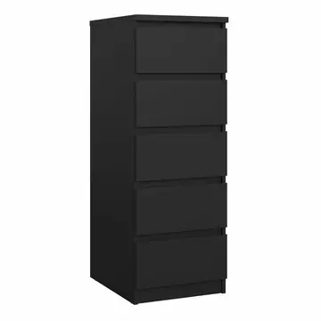 Buy Naia Narrow Chest of 5 Drawers in Black Matt from Furnituretta