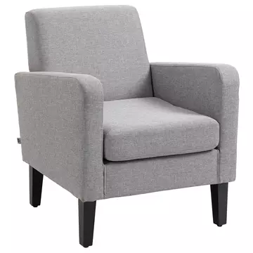 Buy Homcom Modern Accent Chair, Occasional Chair with Rubber Wood Legs for Living Room, Bedroom, Light Grey from Furnituretta