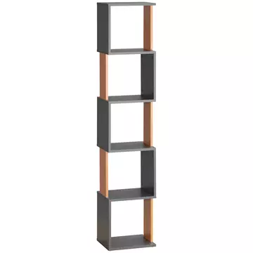 Buy Homcom Modern 5-Tier Bookshelf, Freestanding Bookcase Storage Shelving for Living Room Home Office Study, Dark Grey from Furnituretta