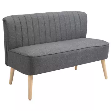 Buy Homcom Modern Double Seat Sofa Loveseat Couch 2 Seater Compact Sofa Padded Linen Wood Leg Dark Grey from Furnituretta