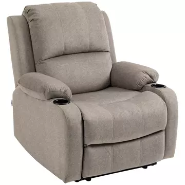 Buy Homcom Microfibre Recliner Armchair, with Adjustable Leg Rest, Cup Holder, for Home Living Room, Brown from Furnituretta