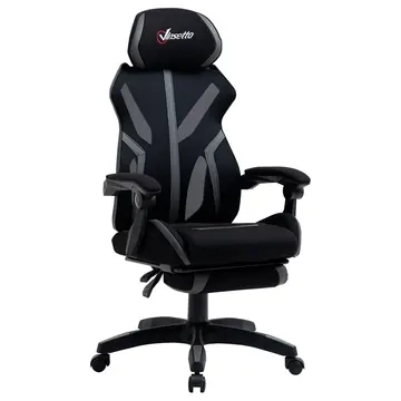 Buy Vinsetto Mesh Office Chair Desk Task Computer Recliner with Footrest, Lumbar Back Support, Swivel Wheels, Adjustable Height for Home, Black Grey from Furnituretta