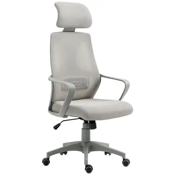 Buy Vinsetto Ergonomic Office Chair, High Back Computer Chair, Mesh Desk Chair with Lumbar Support, Headrest, Wheel, Adjustable Height, Grey from Furnituretta