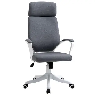 Buy Vinsetto Office Chair, Ergonomic Desk Chair, High Back Study Chair with Headrest and Lumbar Back Support, Adjustable Height for Home and Work, Grey from Furnituretta