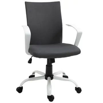 Buy Vinsetto Office Chair Linen Swivel Computer Desk Chair Home Study Task Chair with Wheels, Arm, Adjustable Height, Dark Grey from Furnituretta