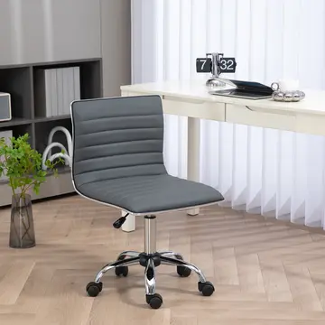 Buy HOMCOM Adjustable Swivel Office Chair with Armless Mid-Back in PU Leather and Chrome Base - Dark Grey from Furnituretta