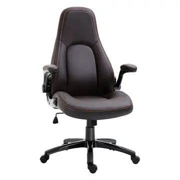 Buy Vinsetto Computer Gaming Chair, PU Leather Office Chair, Swivel Desk Chair with Adjustable Arms and Height, Padded Armrest and Seat, Rolling Wheels, Coffee from Furnituretta