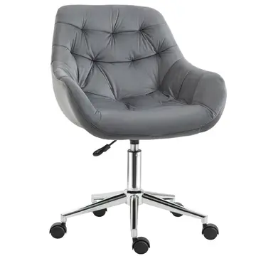 Buy Vinsetto Home Office Chair Velvet Ergonomic Computer Chair Comfy Desk Chair with Adjustable Height, Arm and Back Support, Dark Grey from Furnituretta