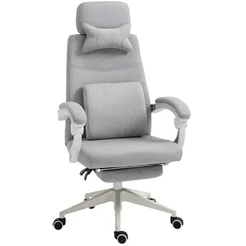 Buy Vinsetto Office Chair, Ergonomic Desk Chair, High Back Fabric Work Chair with 160° Reclining Backrest, Retractable Footrest, Neck and Lumbar Pillow for Home and Study, Grey from Furnituretta