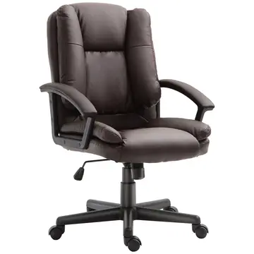 Buy HOMCOM Office Chair, Computer Desk Chair, Mid Back Executive Chair with Adjustable Height and Swivel Rolling Wheels for Home Study, Brown from Furnituretta