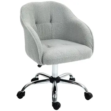 Buy HOMCOM Teddy Fleece Swivel Office Chair - Grey from Furnituretta