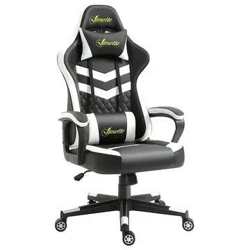 Buy Vinsetto Gaming Chair, Computer Desk Chair with Lumbar Support, Faux Leather Racing Chair with Headrest and Swivel Wheels for Home Office, Black Grey from Furnituretta