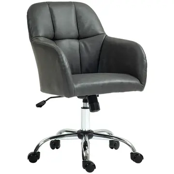 Buy HOMCOM Faux Leather Tub Office Chair, with Wheels - Grey from Furnituretta