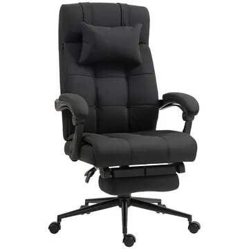 Buy Vinsetto Office Desk Chair with Footrest, Headrest Pillow, Home Office Chair with Reclining Backrest, Swivel Wheels, Black from Furnituretta