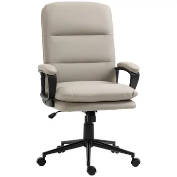 Buy Vinsetto Office Chair, PU Leather Computer Desk Chair Office Chair with Adjustable Height and Swivel Rolling Wheels for Work Study, Light Grey from Furnituretta