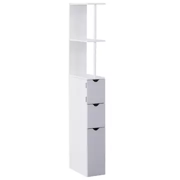 Buy Homcom Slimline Bathroom Storage Free-Standing Bathroom Cabinet Unit Tall Shelf Toilet Tissue Cupboard Drawers - Grey and White from Furnituretta