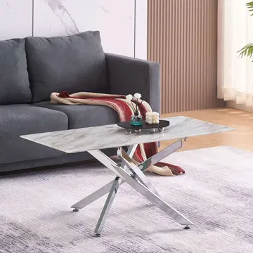Buy Scimitar Marble Coffee Table with Silver Legs from Furnituretta