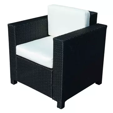 Buy Outsunny 1 Seater Rattan Garden All-Weather Wicker Weave Single Sofa Armchair with Fire Resistant Cushion - Black from Furnituretta