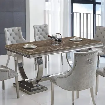 Buy Langa Marble Dining Table with Stainless Steel Base from Furnituretta