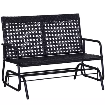 Buy Outsunny 2 Seater Wicker Glider Bench Chair Rocking Chair Outdoor Patio Garden Armchair High Back from Furnituretta