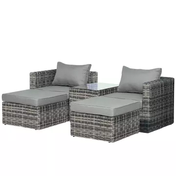 Buy Outsunny 2 Seater Rattan Garden Furniture Set  Tall Glass-Top Table Aluminium Frame Balcony Sofa, Mixed Grey from Furnituretta