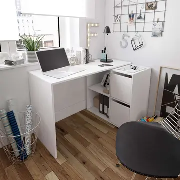 Buy Preston White Reversible Desk with Storage from Furnituretta