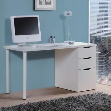 Buy Wells White Computer Desk With 3 Drawers from Furnituretta