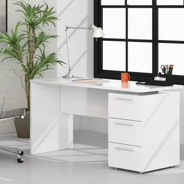Buy Ruma White Gloss Computer Office Desk Table from Furnituretta